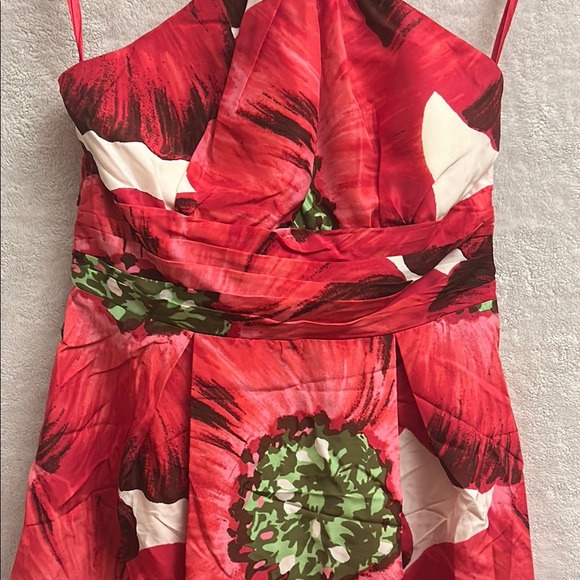 BCBG Red Poppy Keyhole Halter Neck Backless Sundress - Picture 8 of 13